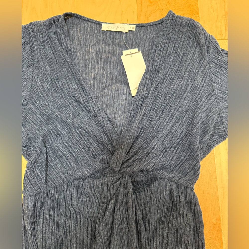 ALL IN‎ FAVOR Womens Midi Dress Plisse Twist Front Cocktail Wedding Guest Size S - Picture 7 of 11